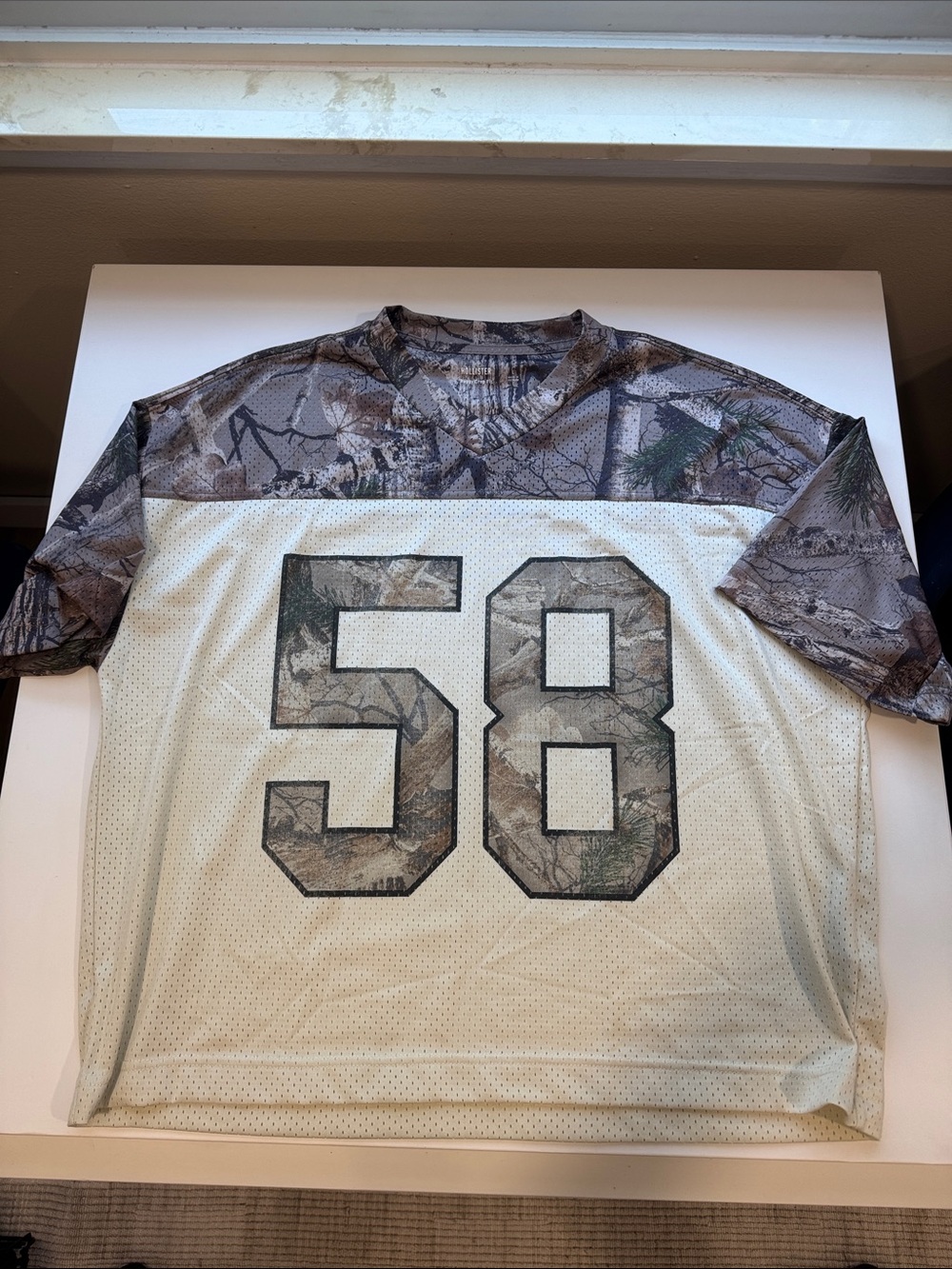 Hollister Men's White Camo '58' Mesh Jersey